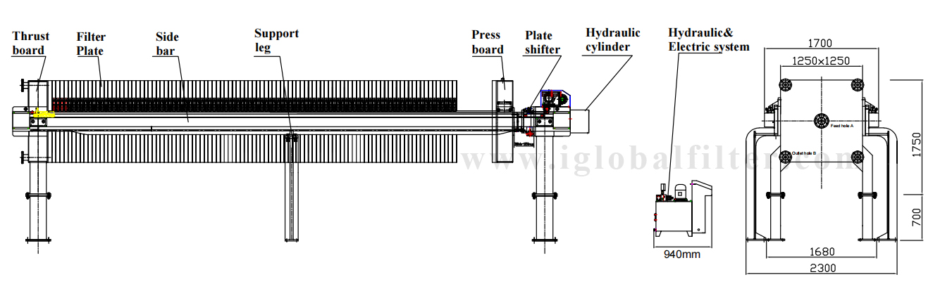 1250mm assemble drawing